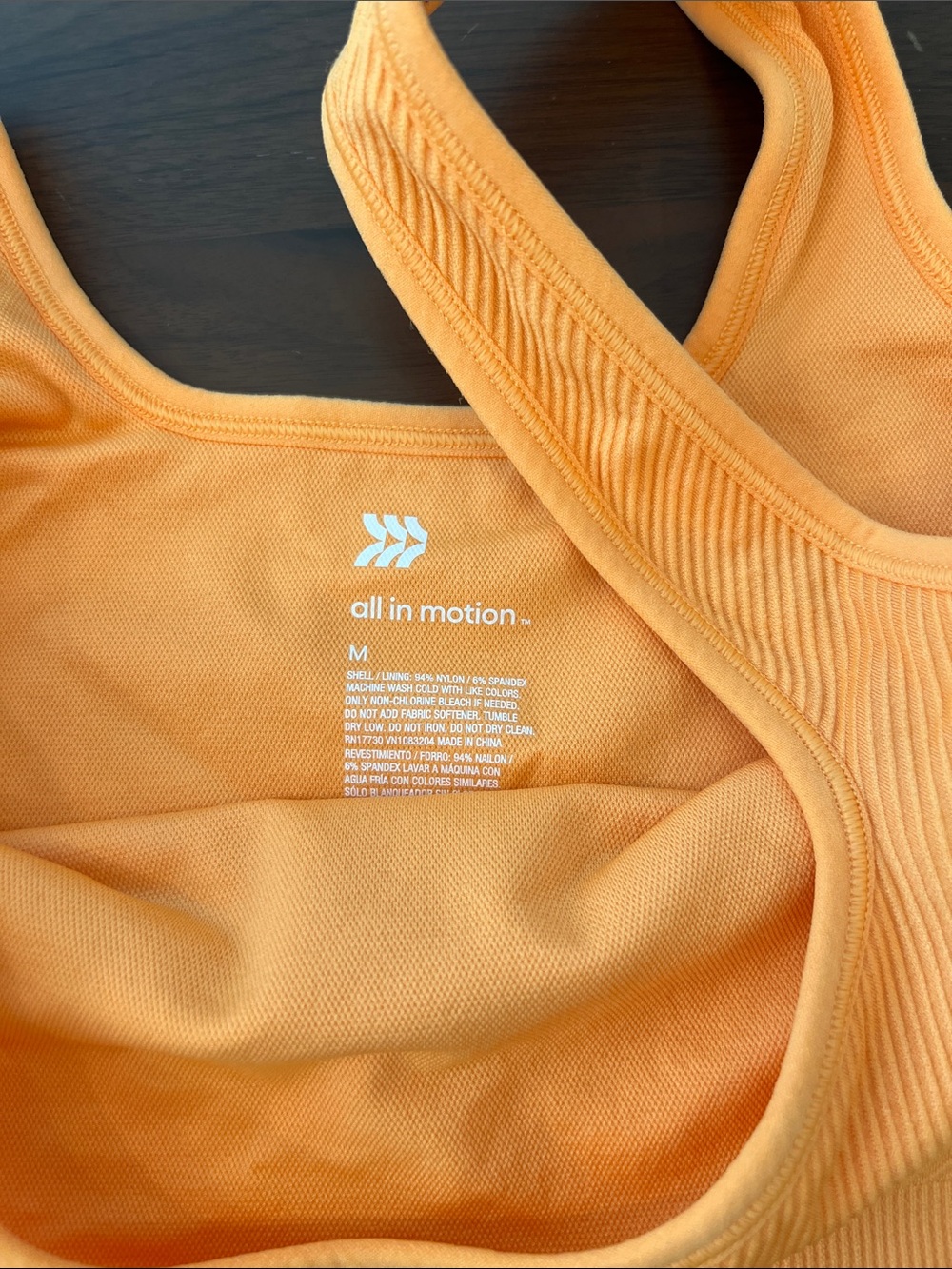 All in Motion Women’s Square Neck Tank Crop Top Bundle Orange and Black, Medium - Picture 3 of 4